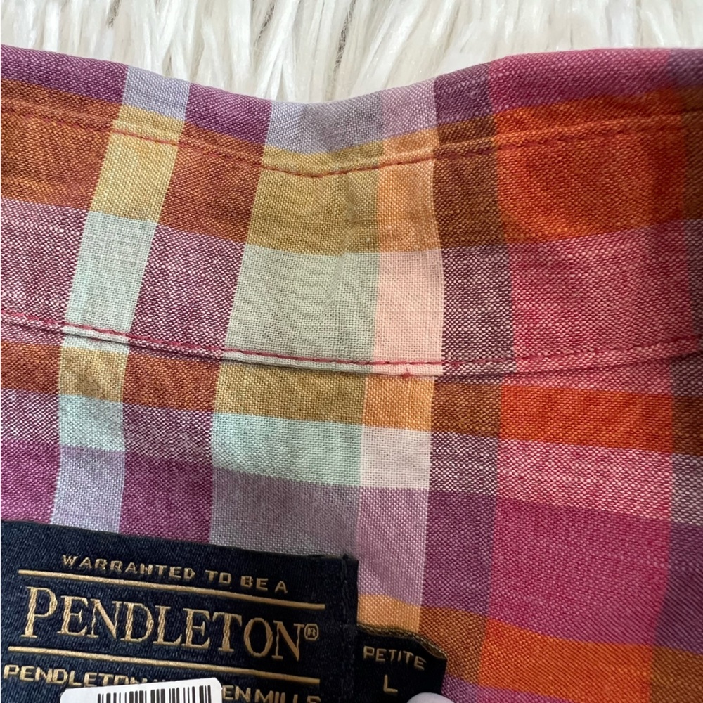 Pendleton women plaid button up shirt size L petite - Picture 9 of 9